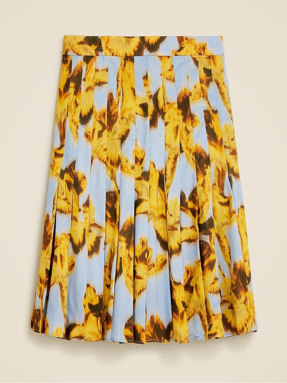 New J.Crew Pleated Knee Length Skirt in Saffron Floral Drapey Viscose Twill | 20